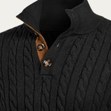 The Stamford Men's Cable Knit Collar Stand Sweater