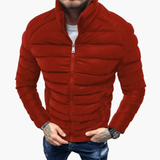 Men's Puffer Jacket with Stand Collar and Front Zipper