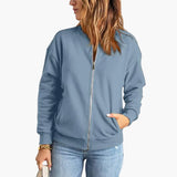 Women’s Bomber Jacket with Zipper and Side Pockets