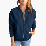 Women’s Bomber Jacket with Zipper and Side Pockets