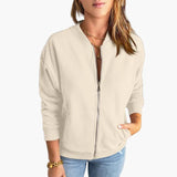 Women’s Bomber Jacket with Zipper and Side Pockets