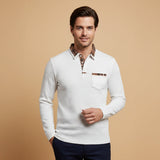 The Saturnia Men’s Waffle Knit Polo Sweater with Plaid Collar