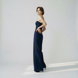 Women’s Strapless Jumpsuit with Wide Legs and Defined Waist
