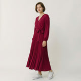 Elegant Maxi Dress with Long Sleeves for Women - Pleated Design