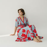 Floral Dress with V-Neck for Women – Elegant & Long