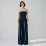 Women’s Strapless Jumpsuit with Wide Legs and Defined Waist