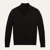 The Woodhall Men’s Premium Knit Cable Pattern Quarter Zip Sweater